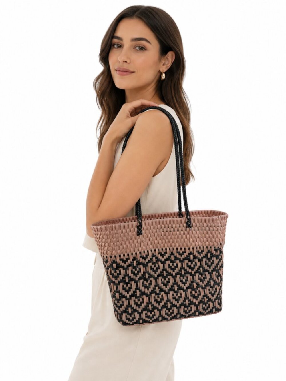 Hand-Made woven plastic bag 11”H x 12”L x 6” D